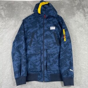 Puma Red Bull Racing Jacket Mens Medium Blue Camo Hooded F1 Full Zip Formula One